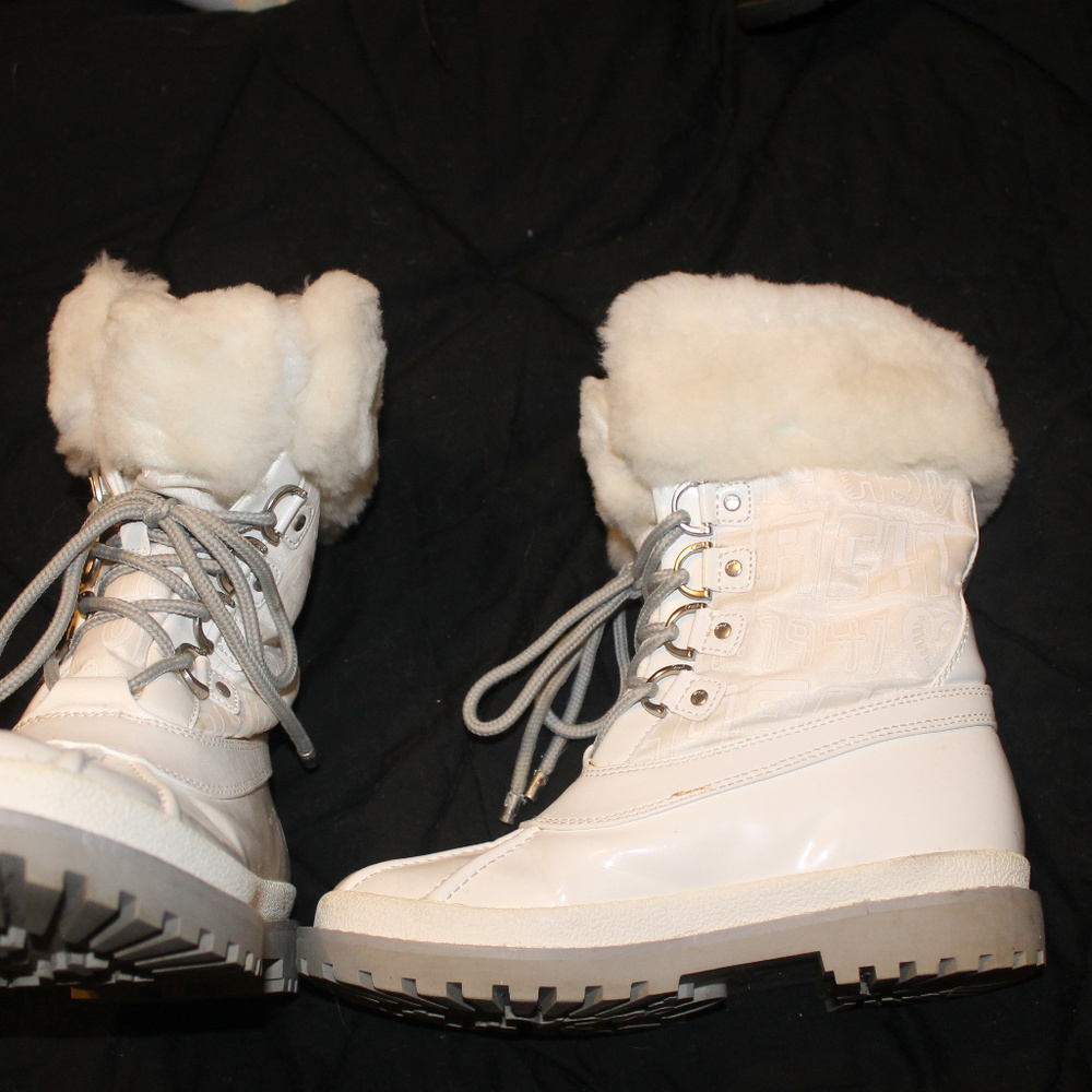 White Lenora Size 5b Coach boots worn just a few t